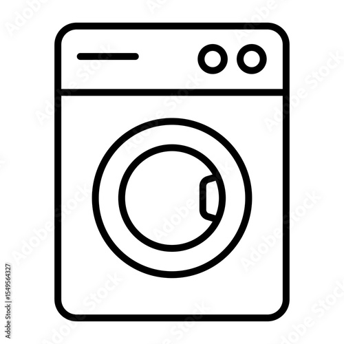 Illustration showing a simple washing machine icon on a white background