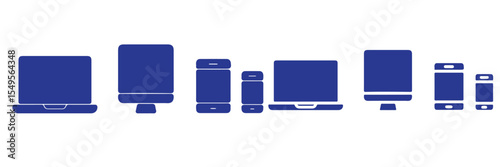 Set of smart devices and gadgets, computer equipment and electronics. Electronic devices icons for web and mobile vector line icon