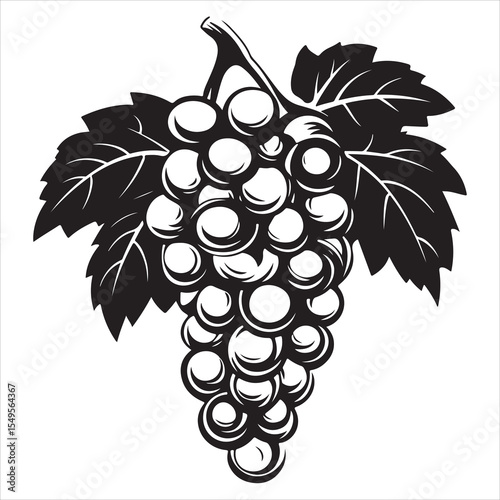 grapes silhouette, grapes vector illustration, vector silhouette grape design, Simple grapes illustration black vector