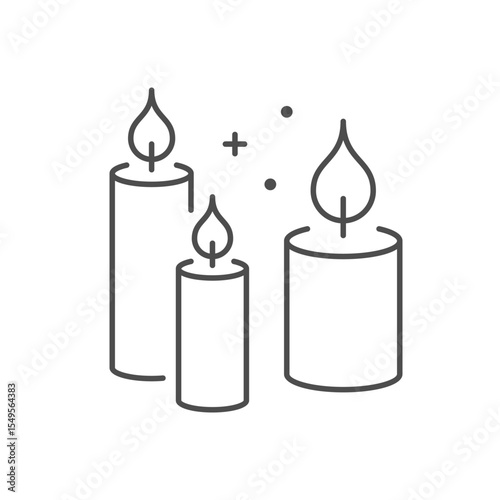 Three candles line outline icon