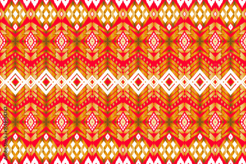 Abstract geometric design of ethnic, western fashion for Pakistani, Indian, Arab rugs, fabric, clothing, rugs, vector illustration, embroidery style, seamless, and wallpaper.