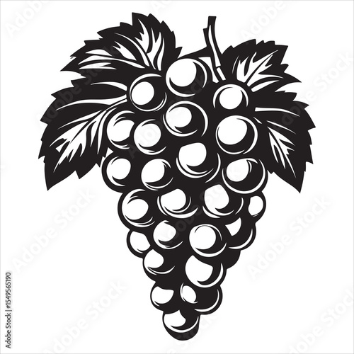 grapes silhouette, grapes vector illustration, vector silhouette grape design, Simple grapes illustration black vector