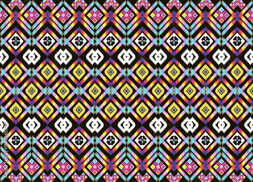 Abstract geometric design of ethnic, western fashion for Pakistani, Indian, Arab rugs, fabric, clothing, rugs, vector illustration, embroidery style, seamless, and wallpaper.