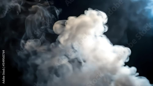 White smoke abstractly drifts on a black background, resembling a mysterious in motion