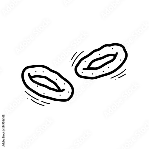 Hand Drawn Onion Ring Illustration. Doodle Vector. Isolated on White Background - EPS 10 Vector
