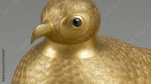 Close-up of a richly detailed golden phoenix sculpture from a historic festival float showcasing fine craftsmanship