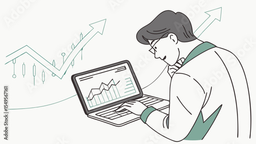 Businessperson Analyzing Financial Growth Chart.