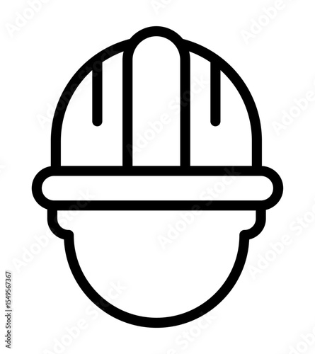 Hard Hat Icon: A simple line drawing of a hard hat atop a head, symbolizing construction, safety, and industrial work.