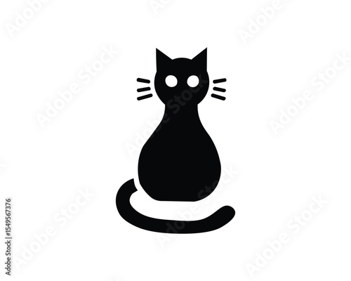 Minimal black cat logo for business design