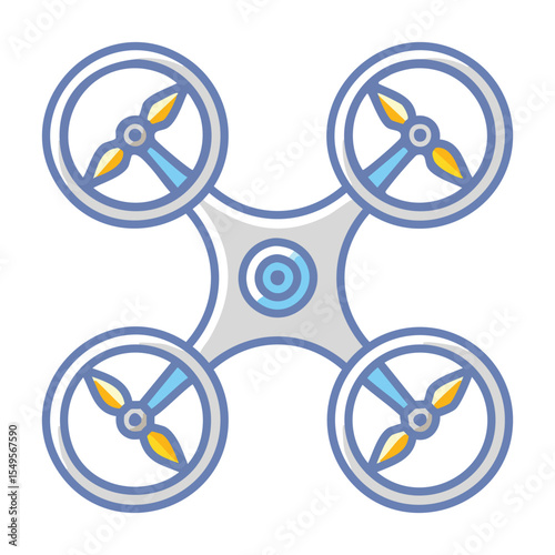 Sleek Military Drone in Flat Vector Format for Tactical Operations

