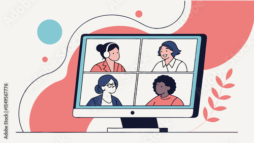 Diverse Group in a Video Conference.