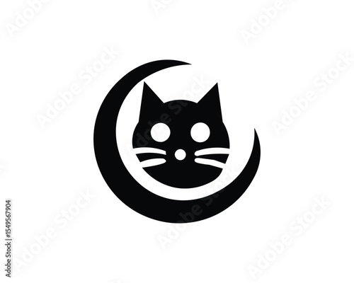 Silhouette cat face logo for modern identity