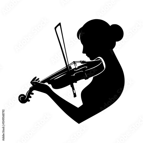Silhouette of woman playing violin musical instrument