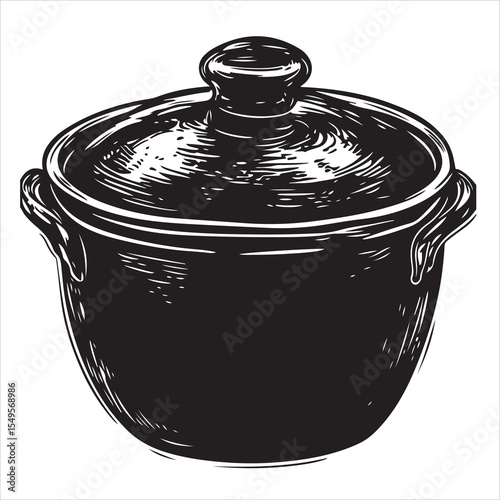 cooking pot silhouette, old pot silhouette, Cooking pot silhouette on white background, Kitchen cooking pots vector icon set, A slow cooker clipart,