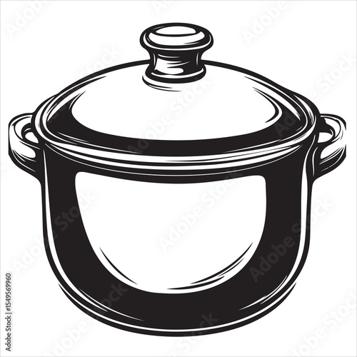 cooking pot silhouette, old pot silhouette, Cooking pot silhouette on white background, Kitchen cooking pots vector icon set, A slow cooker clipart,