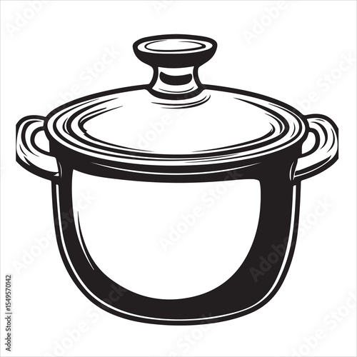 cooking pot silhouette, old pot silhouette, Cooking pot silhouette on white background, Kitchen cooking pots vector icon set, A slow cooker clipart,