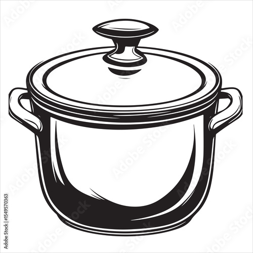 cooking pot silhouette, old pot silhouette, Cooking pot silhouette on white background, Kitchen cooking pots vector icon set, A slow cooker clipart,