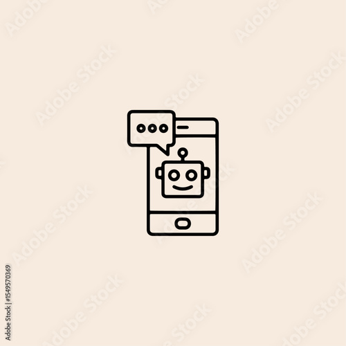 Phone with chatbot icon flat vector design. 