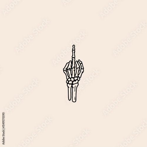 Skeleton hand gesture for halloween design or Middle finger icon flat vector design.
