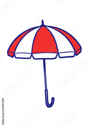Isolated beach umbrella illustration on transparent background for summer designs