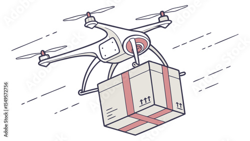 Vector Mockup of Delivery Drone Carrying Cargo Box