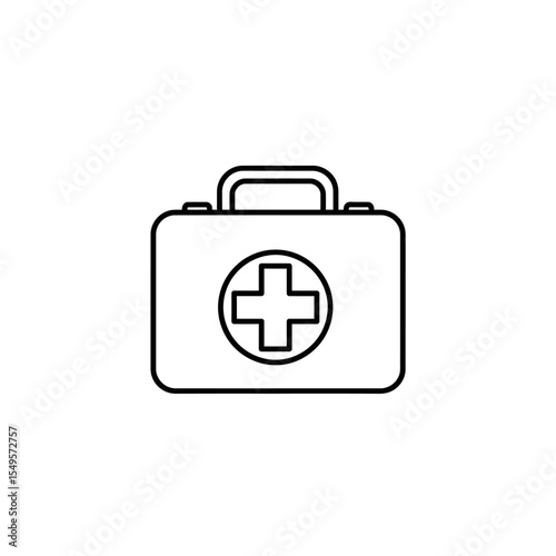 Simple black outline illustration of a medical first-aid kit.