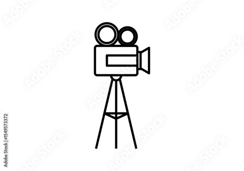 Icono negro de cámara de vídeo de televisión