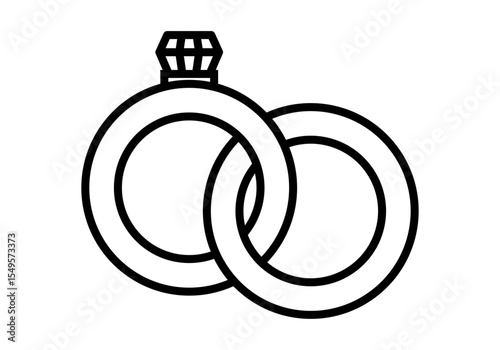 Icono negro de anillo y alianzas