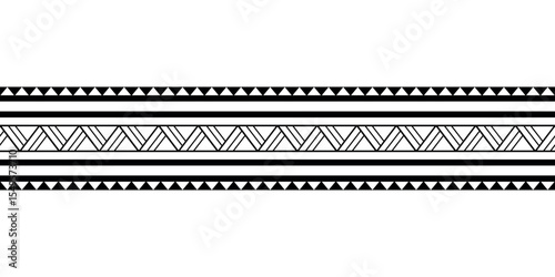 Maori Polynesian tattoo bracelet. Tribal sleeve seamless pattern vector.