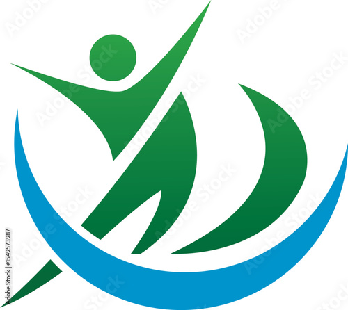 Modern Human Shape Swoosh Icon Vector Logo Template