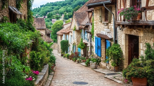 Quaint stone-built village street