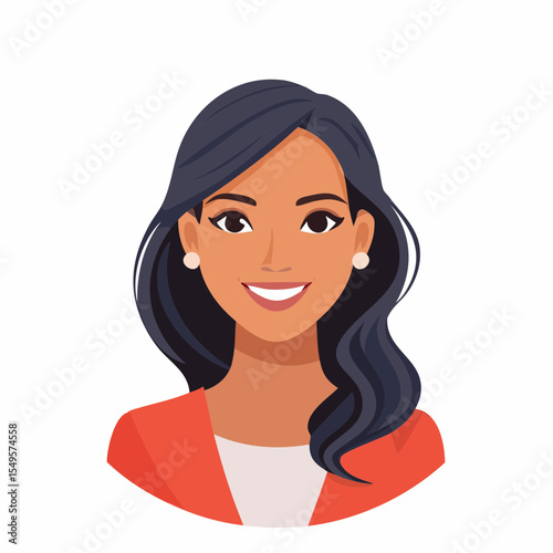 Smiling Woman Vector Icon Avatar, Portrait, Female, Illustration