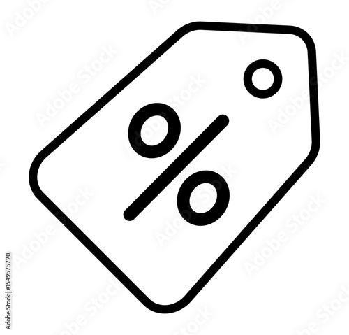 Discount Tag Icon: A minimalist graphic of a discount tag, representing a percentage off, perfect for showcasing sales, deals, and promotional offers, communicating value and savings.