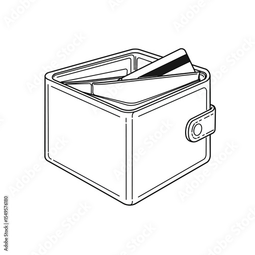 A simple line drawing of an open wallet containing credit cards.