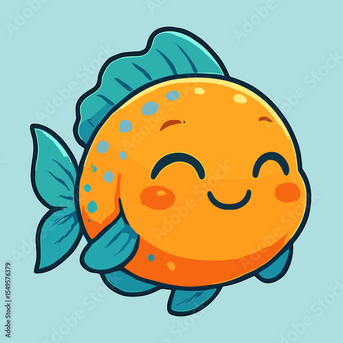 Smiling yellow fish character illustration