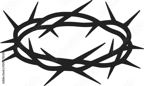Crown of Thorns Silhouette Icon logo Vector