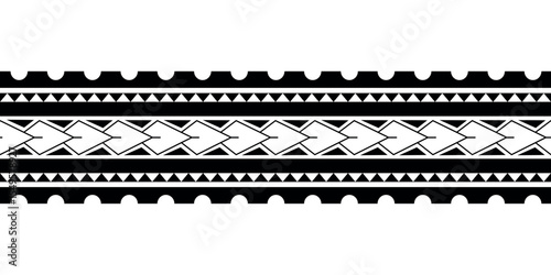 Maori Polynesian tattoo bracelet. Tribal sleeve seamless pattern vector.