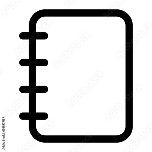 Spiral Notebook Icon: A clean and simple icon depicting a spiral-bound notebook, ideal for representing organization, planning, or note-taking.