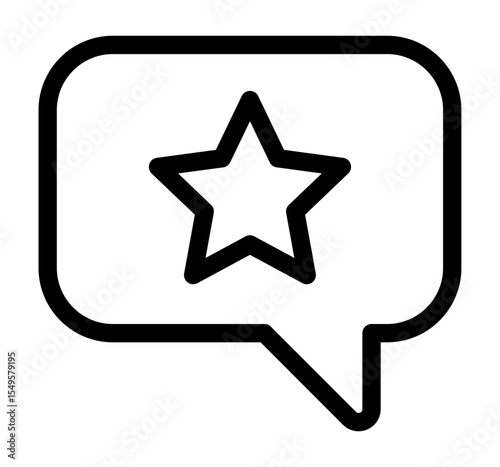 Favorite Icon in Speech Bubble: A graphic symbol of a star nestled inside a dialogue balloon, embodying the essence of preference, feedback, and stellar comments in sleek design.