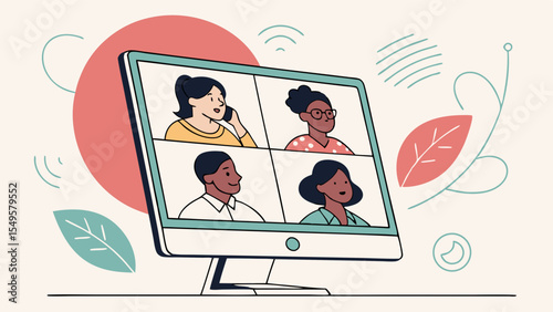 Diverse Group in a Video Conference.