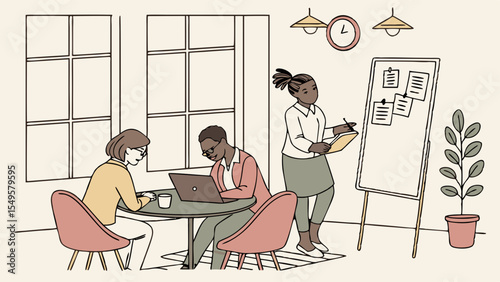 Diverse Team Collaborating in a Modern Office.