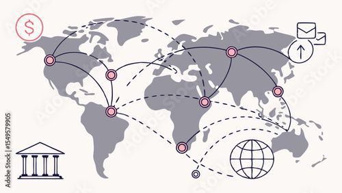 Global Network Connections with Financial and Postal Elements.