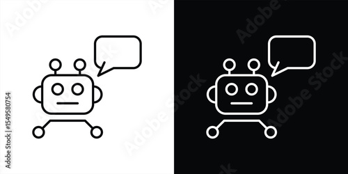 chatbot icon set. contain the talking machine that defines the future of human AI conversation, smart talk, automated customer support thin line and color style icon symbol sign. vector illustration