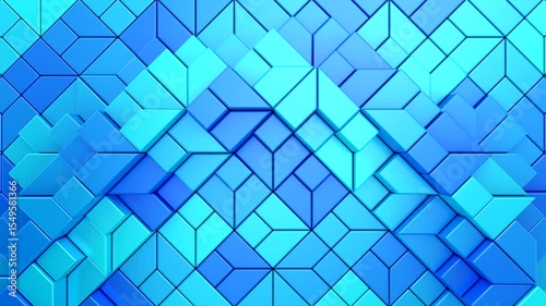 Geometric Shapes Form a Wave. Abstract motion, two color, 3d rendering, 4k resolution
