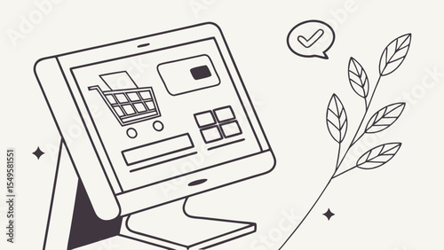 Simple Line Art of a Point of Sale Terminal.