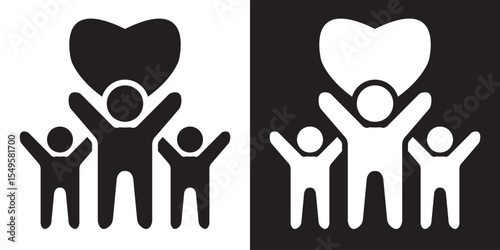 Social welfare black and white icon. vector illustration. EPS 10/AI