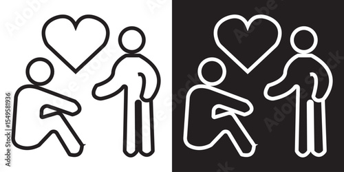 Social welfare black and white icon. vector illustration. EPS 10/AI