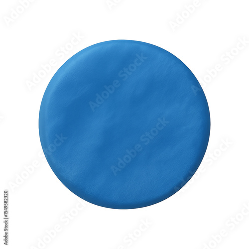 A single, round disc of vibrant blue modeling clay, isolated on a white background.