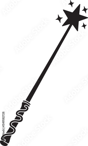 Magic wand silhouette, magic wand icon vector