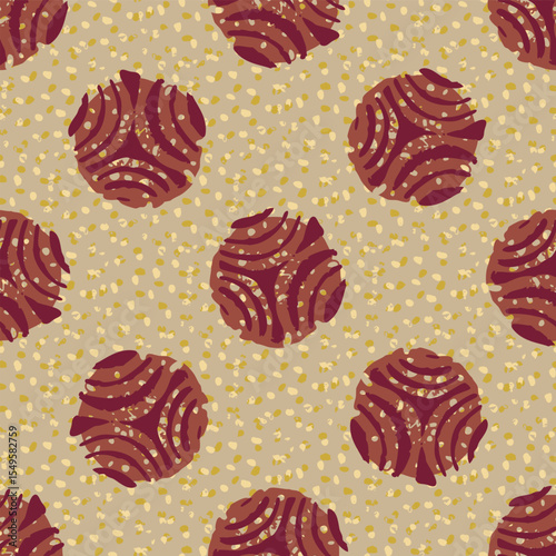 Polka dot blockprint seamless vector pattern. Neutral unisex whimsical style for wallpaper, backdrops and handmade print texture. All over vintage background. 